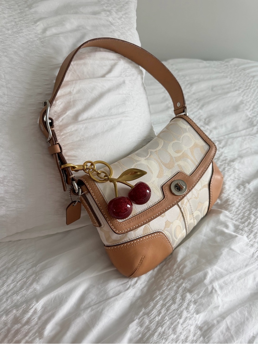 Vintage Coach Signature Turnlock Flap Shoulder Bag (small)